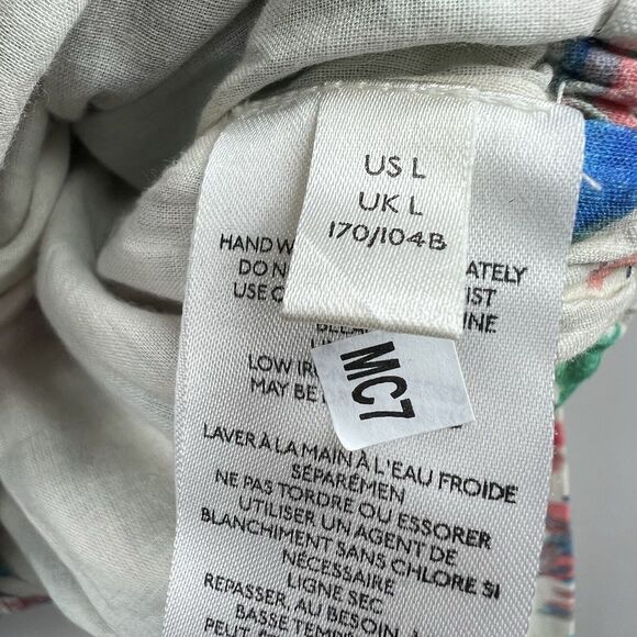 Anthropologie Floral Plunging V Long Sleeve Crop Top Size L Large Tie Back - Picture 12 of 14